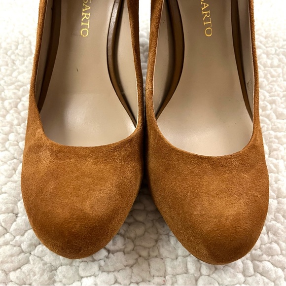 Franco Sarto Denise Sandy Brown Suede Emboss Snakeskin Mary Jane Heel Size 9 - Picture 5 of 11